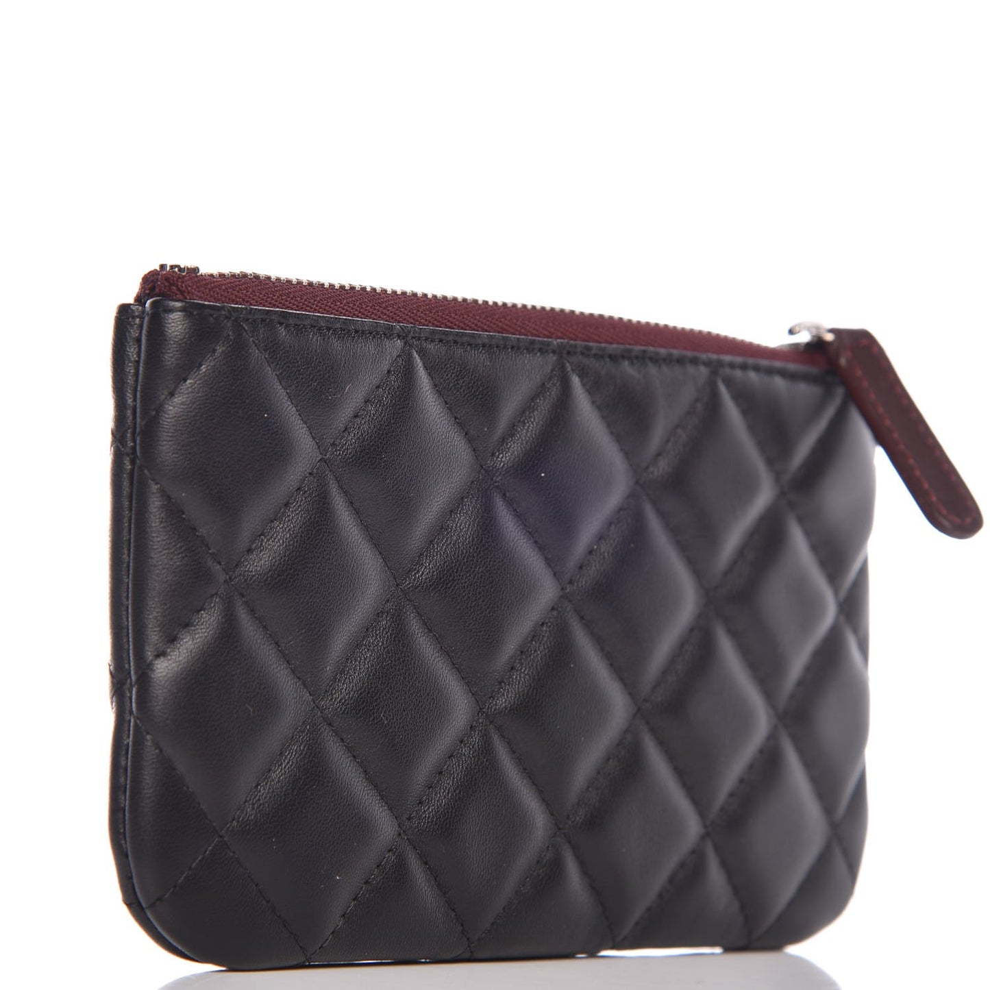Lambskin Quilted Small Cosmetic Case Black