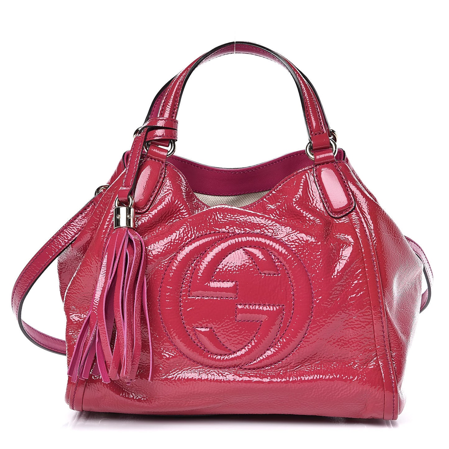 Patent Small Soho Shoulder Bag Bright Bougainvillea