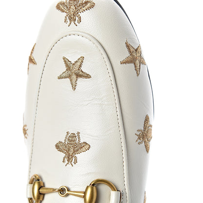 Gucci Goatskin Bee Star Embroidered Womens Princetown Slippers 35 Mystic White 9 of 12