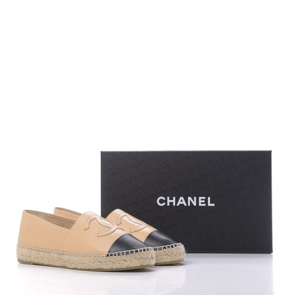 Chanel Lambskin CC Espadrilles 38 Beige Black 9 of 9