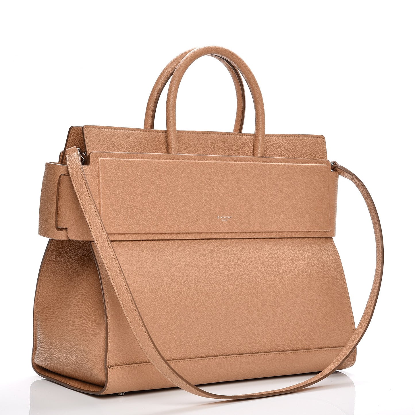 Grained Calfskin Medium Horizon Satchel Beige