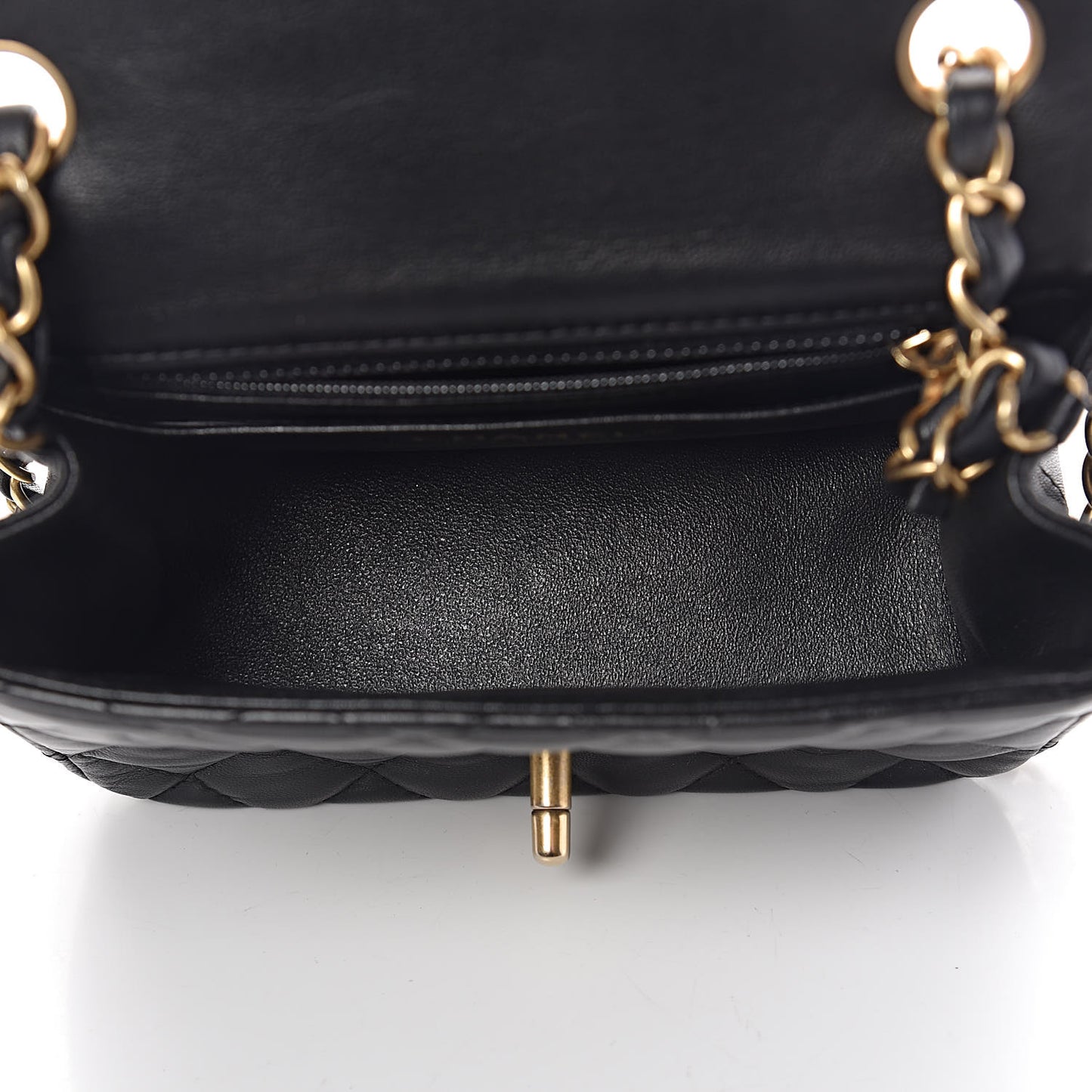 Lambskin Quilted Mini Square Flap Black