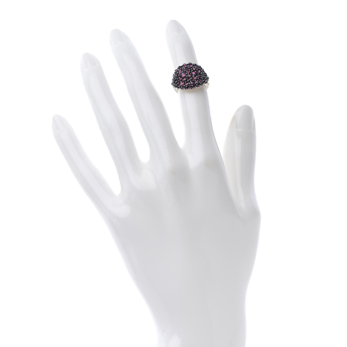 Sterling Silver 18K Yellow Gold Rhodolite Garnet Osetra Cable Berries Pinky Ring 45 3.5