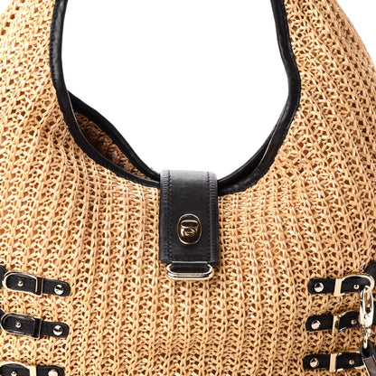 Jimmy Choo Woven Raffia Bali Hobo Taupe 7 of 9