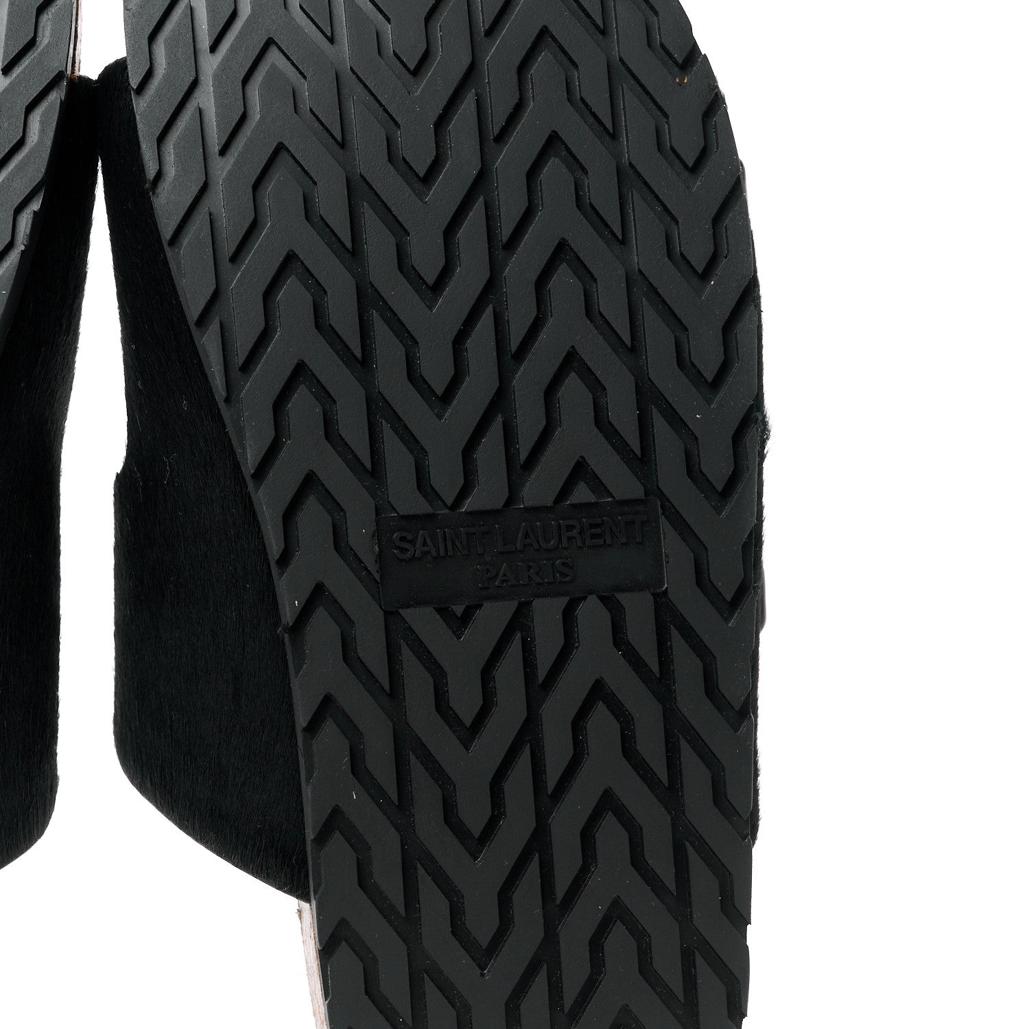 Saint Laurent Calf Hair Jimmy Cross Slides 37 Black 6 of 8