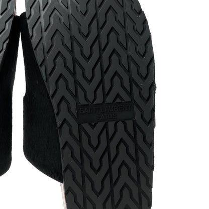 Saint Laurent Calf Hair Jimmy Cross Slides 37 Black 6 of 8