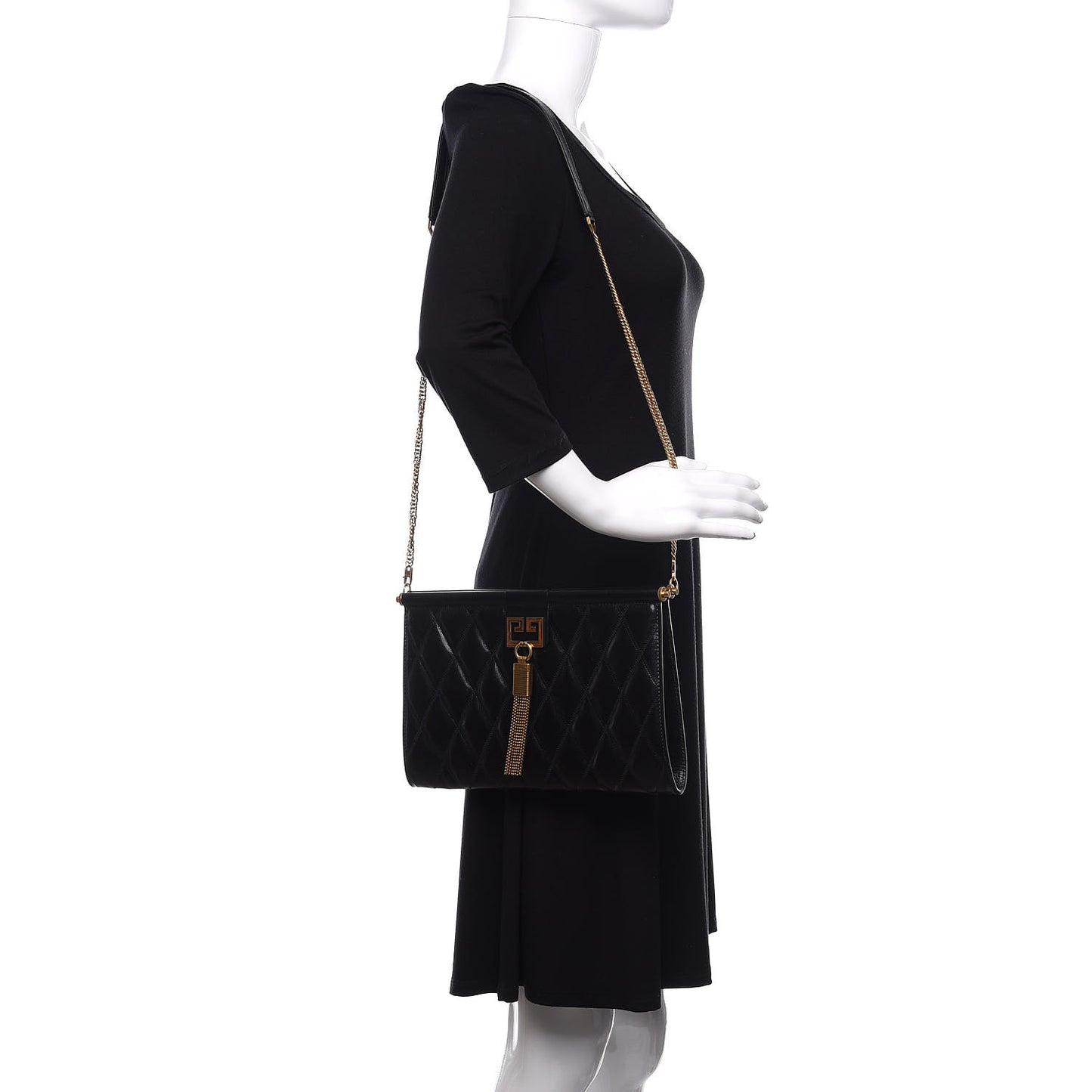 Goatskin Quilted Medium Gem Bag Black