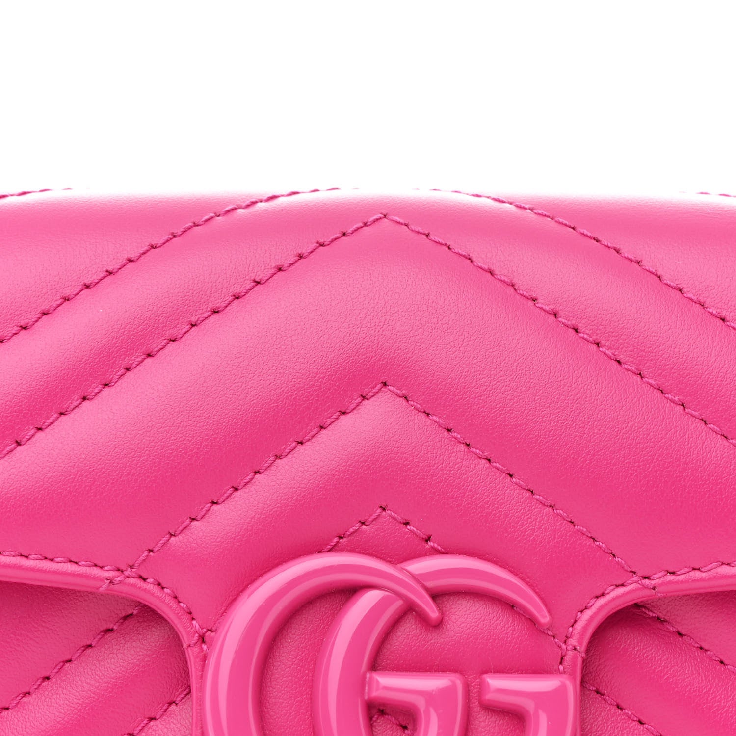 Gucci Calfskin Matelasse Monochrome GG Marmont Chain Belt Bag Classic Fuxia 8 of 10