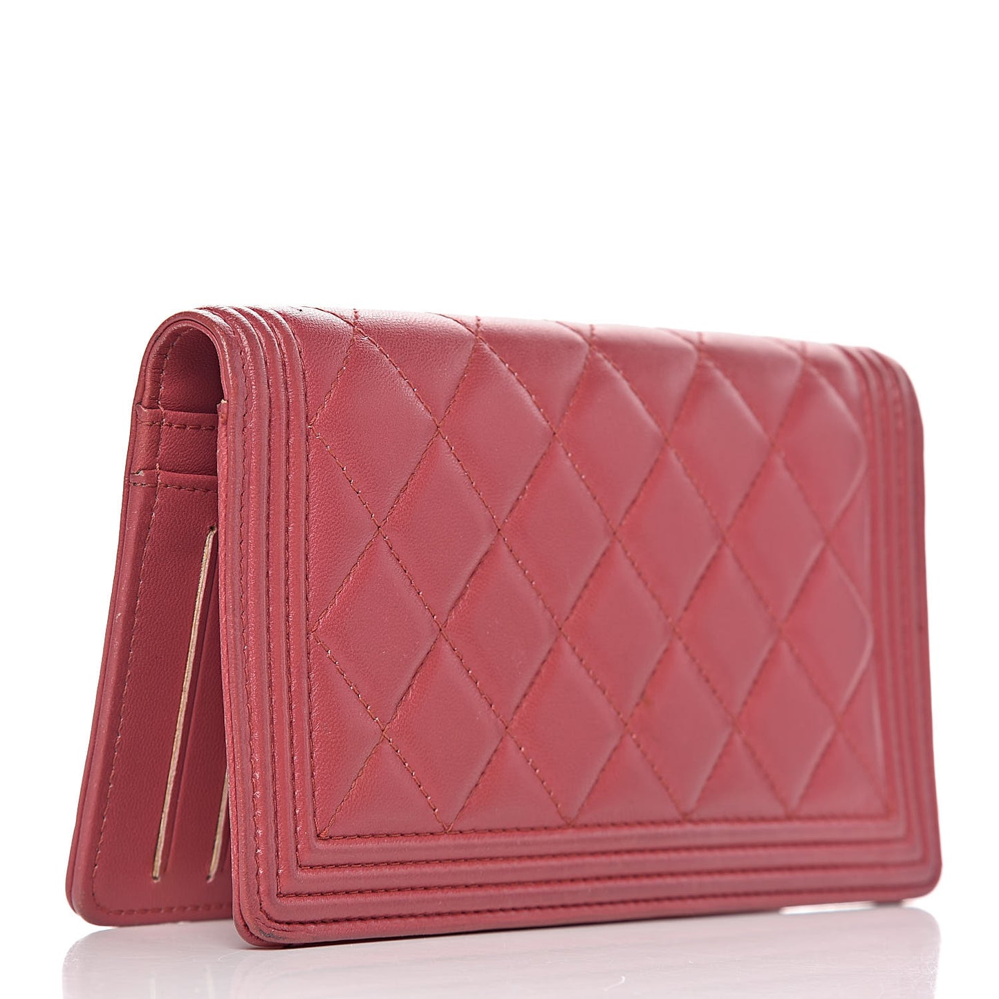 Lambskin Quilted Boy Yen Wallet Pink