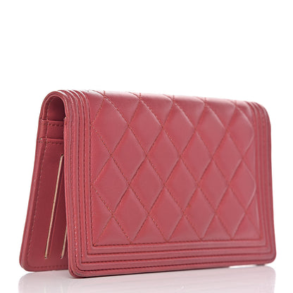 Chanel Lambskin Quilted Boy Yen Wallet Pink 3 of 14