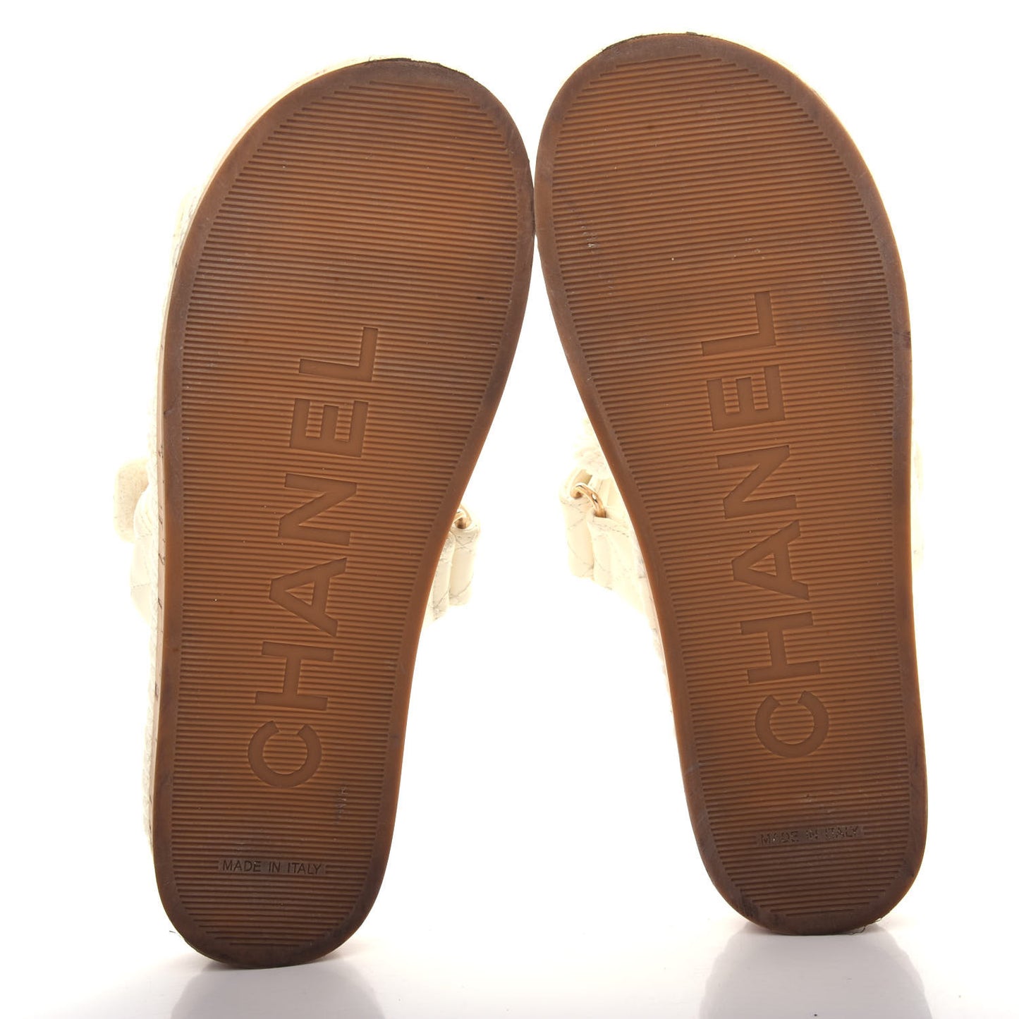 Cord Lambskin Quilted Logo Mules 38 White