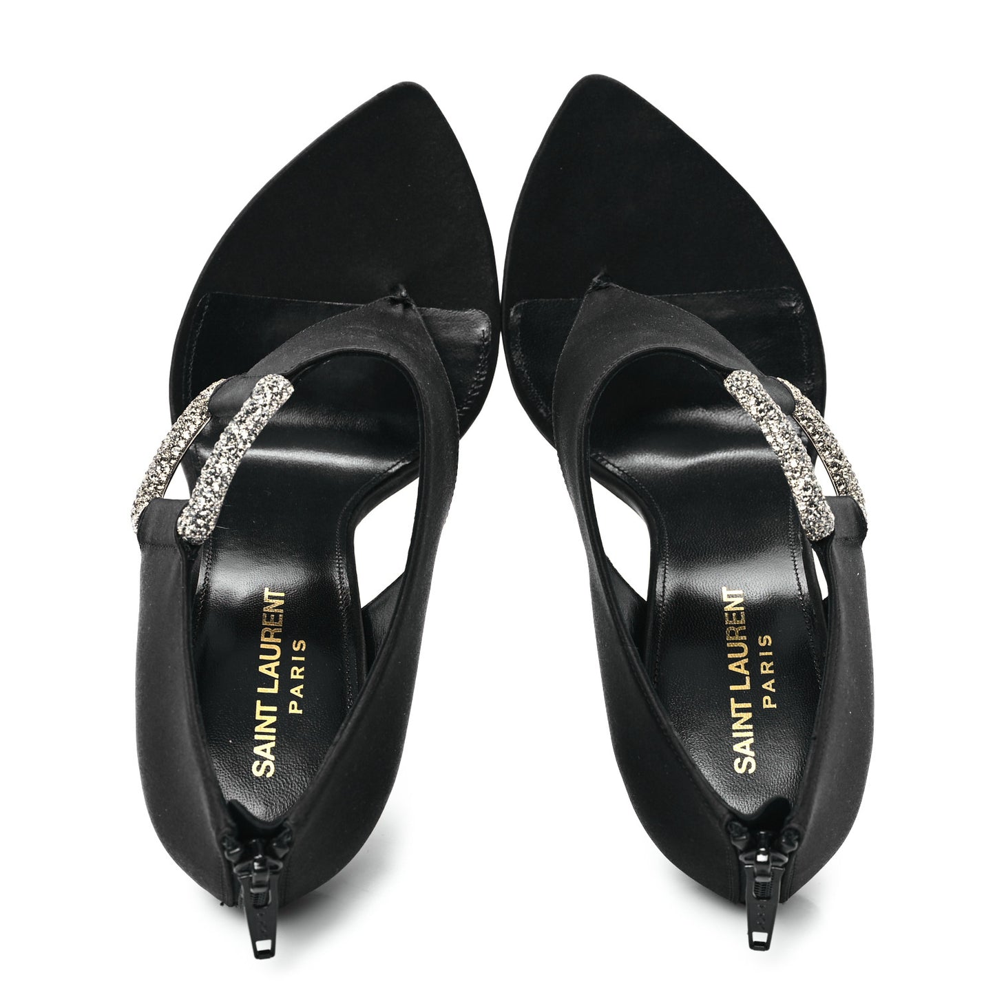 Crepe Satin Crystal Buckle Gippy 110 Sandals 38 Black