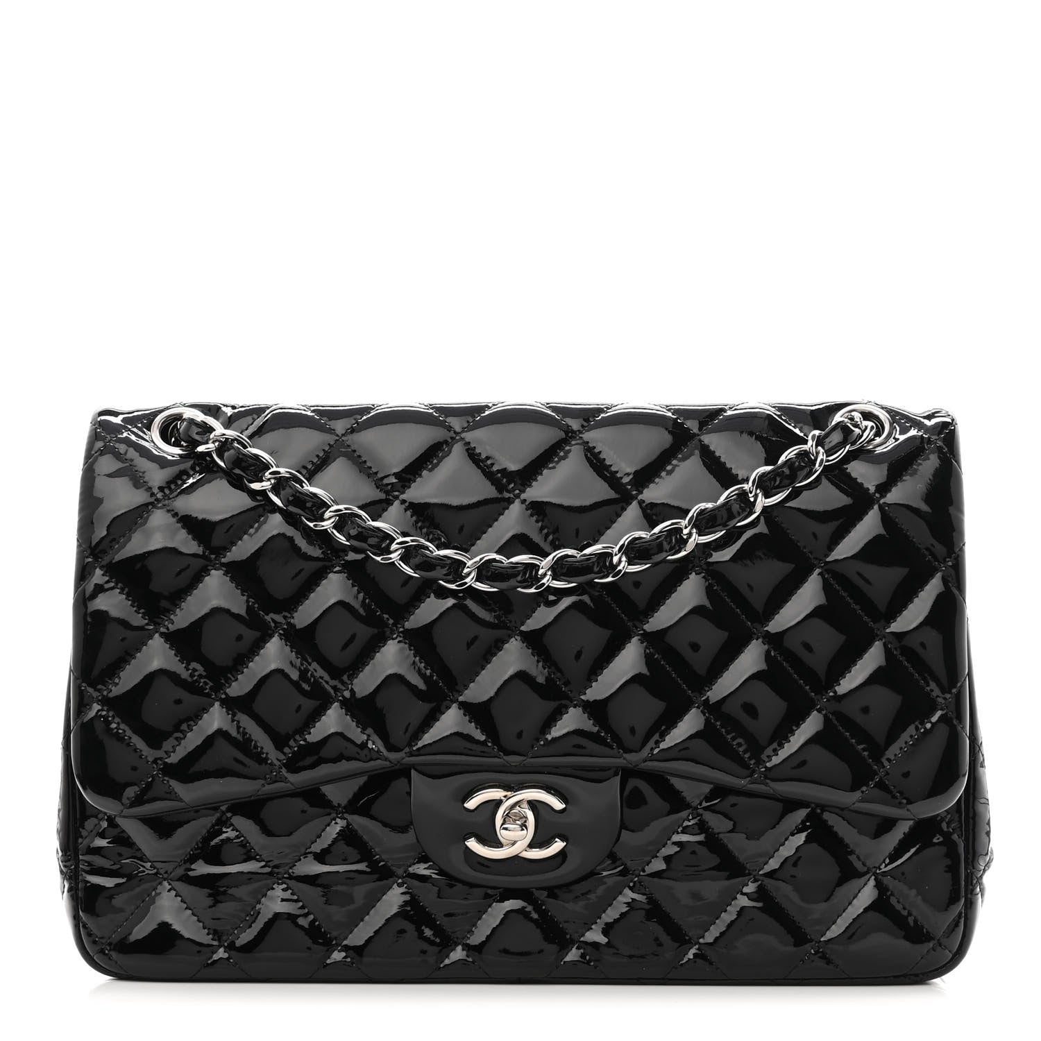 Chanel Patent Quilted Jumbo Double Flap Black 1 of 11