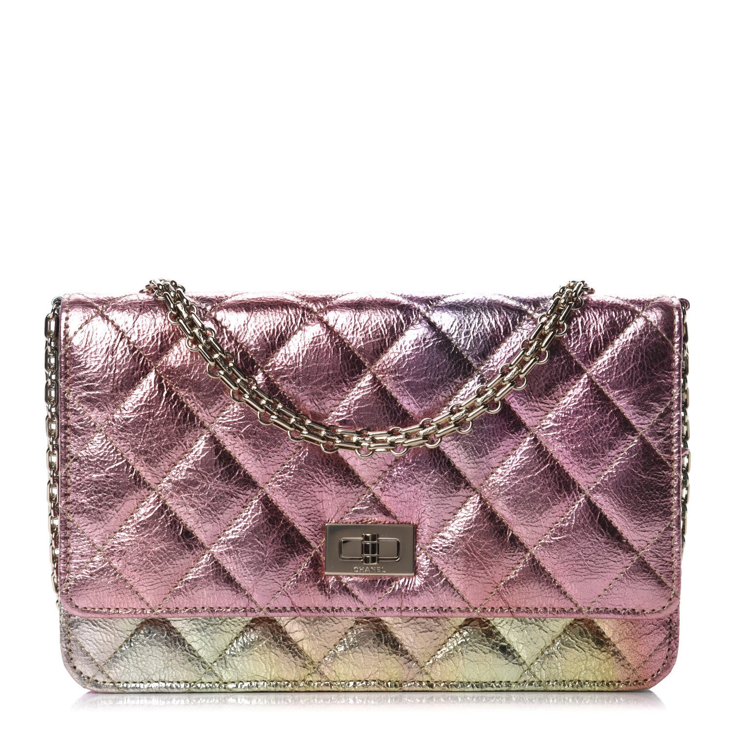 Chanel Metallic Goatskin Quilted 2.55 Reissue Wallet on Chain WOC Multicolor 1 of 12