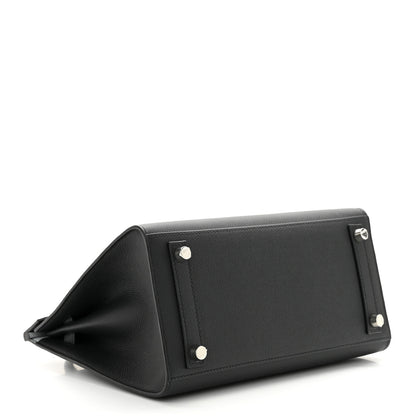 Hermes Epsom Horseshoe Birkin Sellier 25 Black Bleu Pale 4 of 11