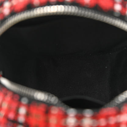 Chanel Tweed Quilted Round Filigree Clutch With Chain Red Black 5 of 9
