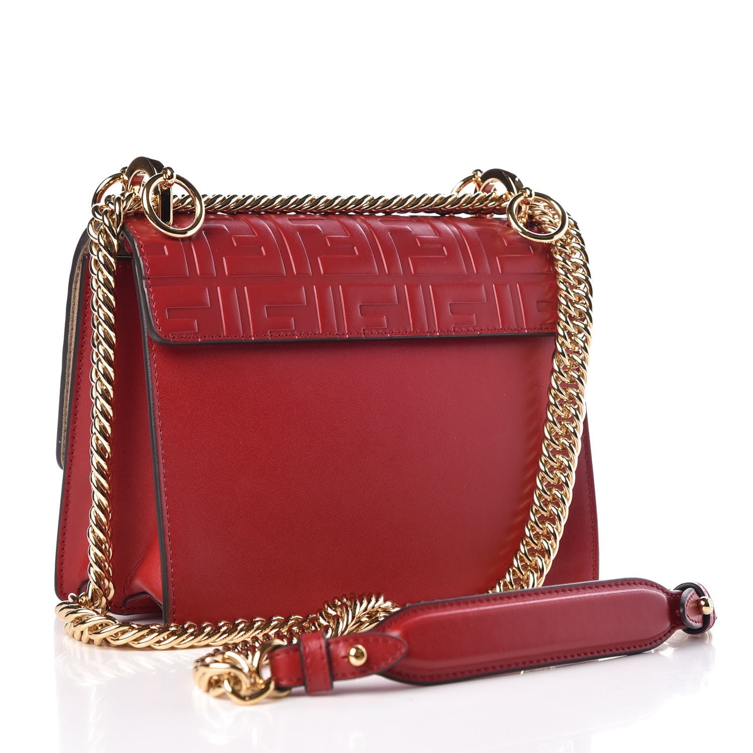 Fendi Vitello Liberty FF 1974 Embossed Small Kan I Shoulder Bag Fragola 2 of 9