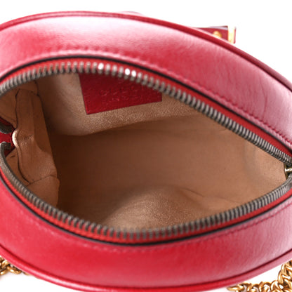 Gucci Glazed Calfskin Matelasse Heart Mini GG Marmont Round Shoulder Bag Romantic Cerise 5 of 11