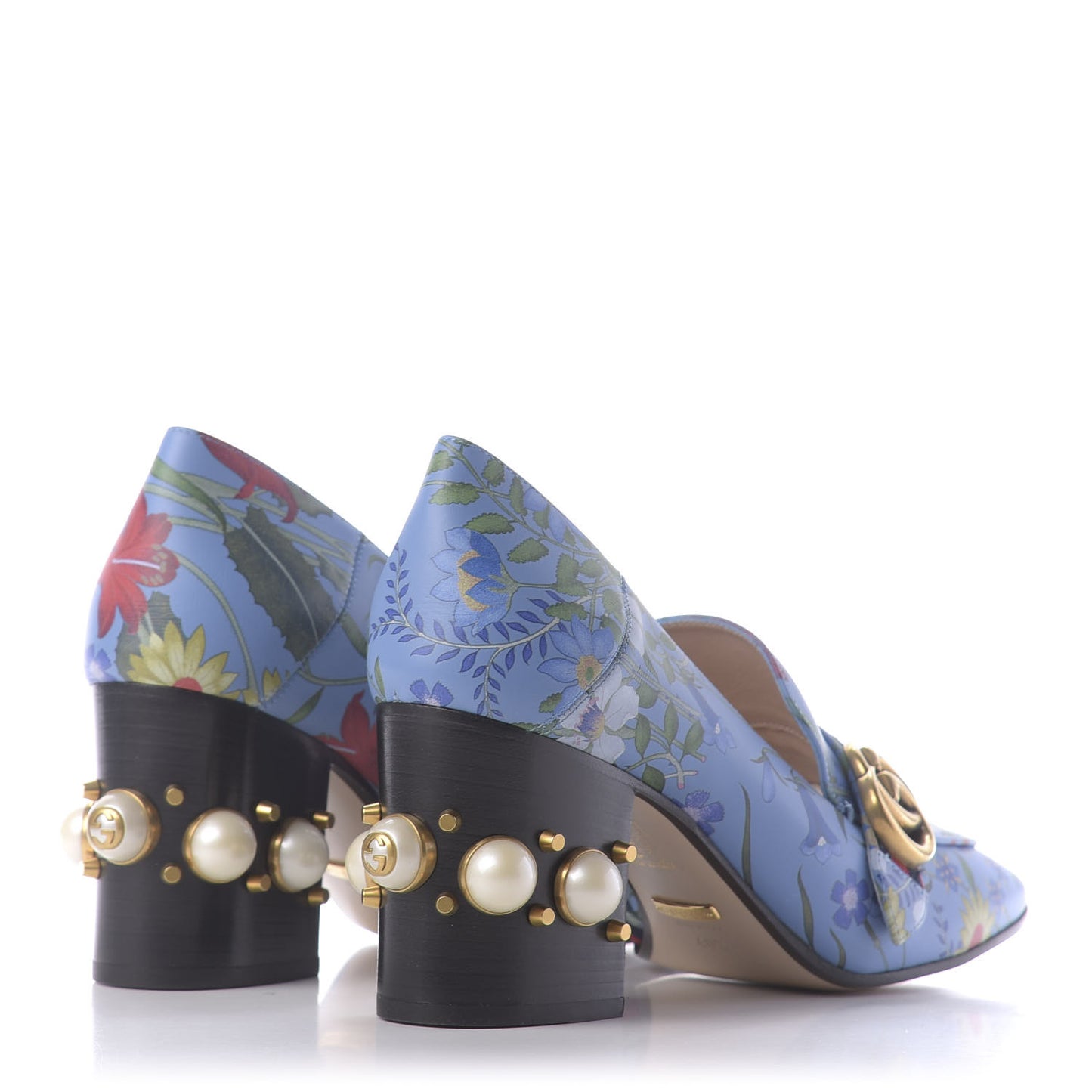 Apollo Calfskin Web Pearl New Flora Peyton 75mm Loafer Pumps 40.5 Azure