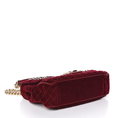 Dolce & Gabbana Velvet Watersnake Embellished Lucia Shoulder Bag Dark Purple 4 of 10