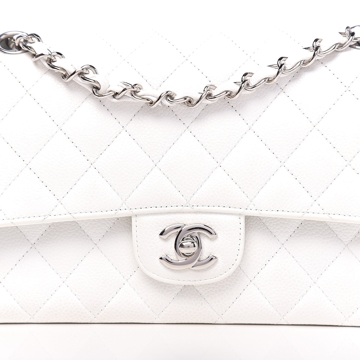Chanel Caviar Quilted Medium Double Flap White 15 of 16