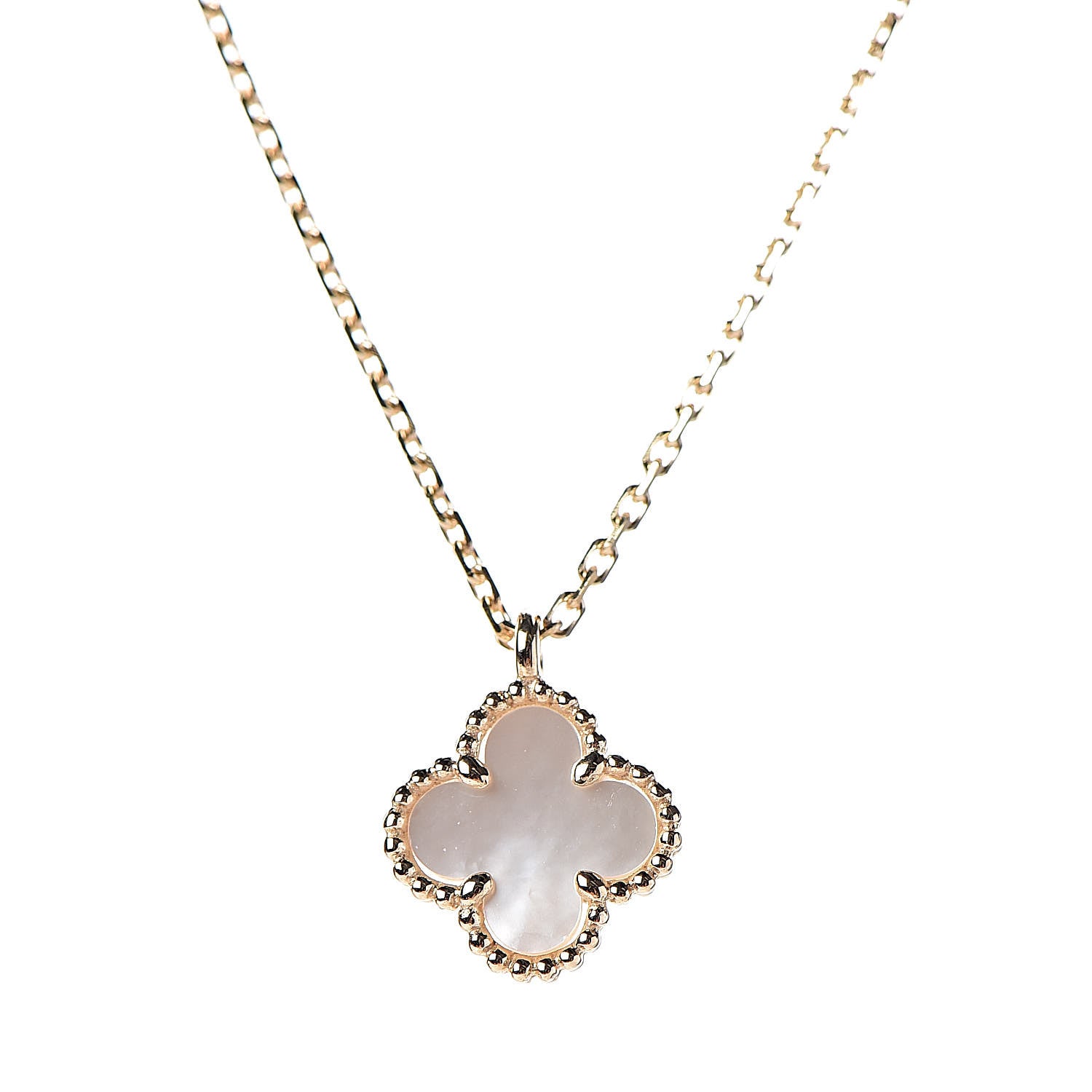 Van Cleef & Arpels 18K Yellow Gold Mother of Pearl Sweet Alhambra Pendant Necklace 4 of 8
