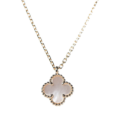 Van Cleef & Arpels 18K Yellow Gold Mother of Pearl Sweet Alhambra Pendant Necklace 4 of 8