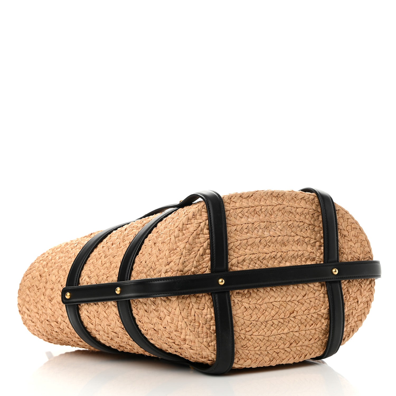 Saint Laurent Raffia Calfskin Caged Tote Naturale Black 4 of 11