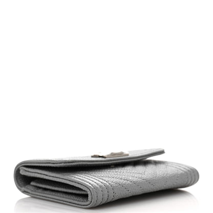 Chanel Caviar Chevron Quilted Boy Card Holder Wallet Grey 4 of 11