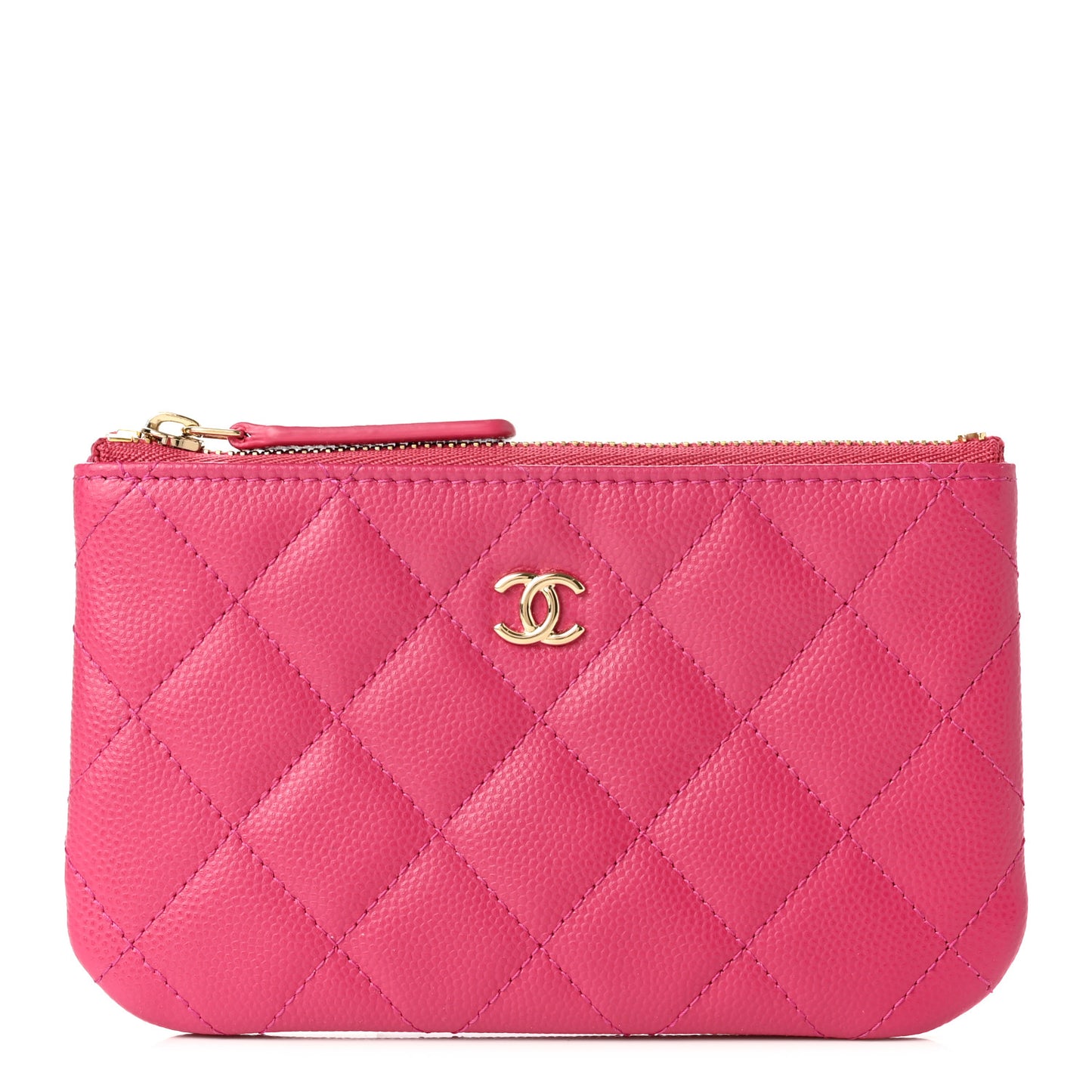 Caviar Quilted Small Cosmetic Case Pink
