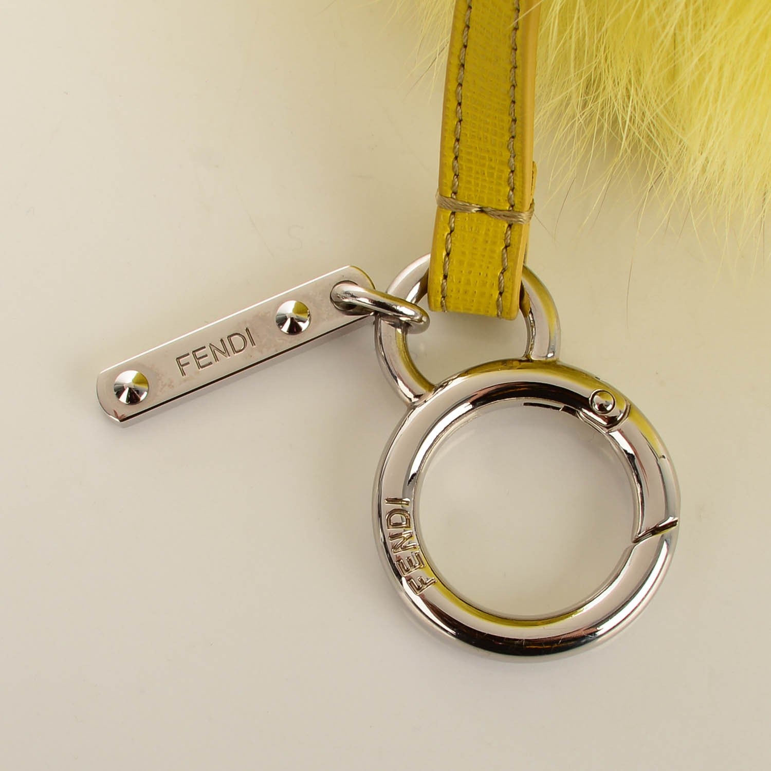 Fendi Fox Fur Pom Pom Bag Charm Yellow 3 of 3