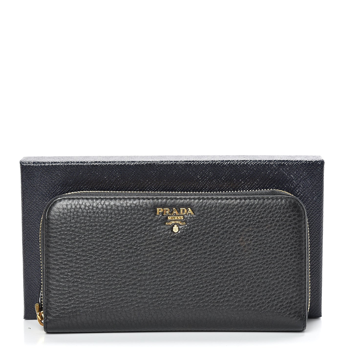 Vitello Daino Zip Around Wallet Black