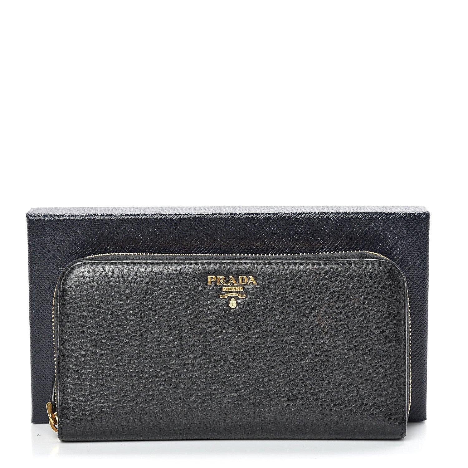 Prada Vitello Daino Zip Around Wallet Black 10 of 10