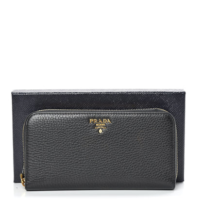 Prada Vitello Daino Zip Around Wallet Black 10 of 10