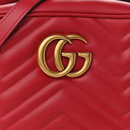 Gucci Calfskin Matelasse Small GG Marmont Chain Shoulder Bag Hibiscus Red 12 of 17