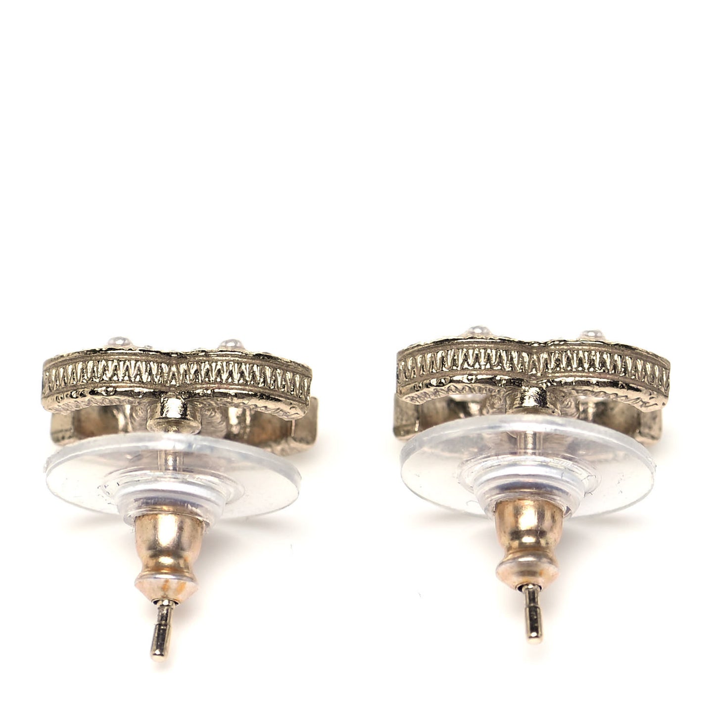 Crystal Pearl Mini CC Earrings Gold
