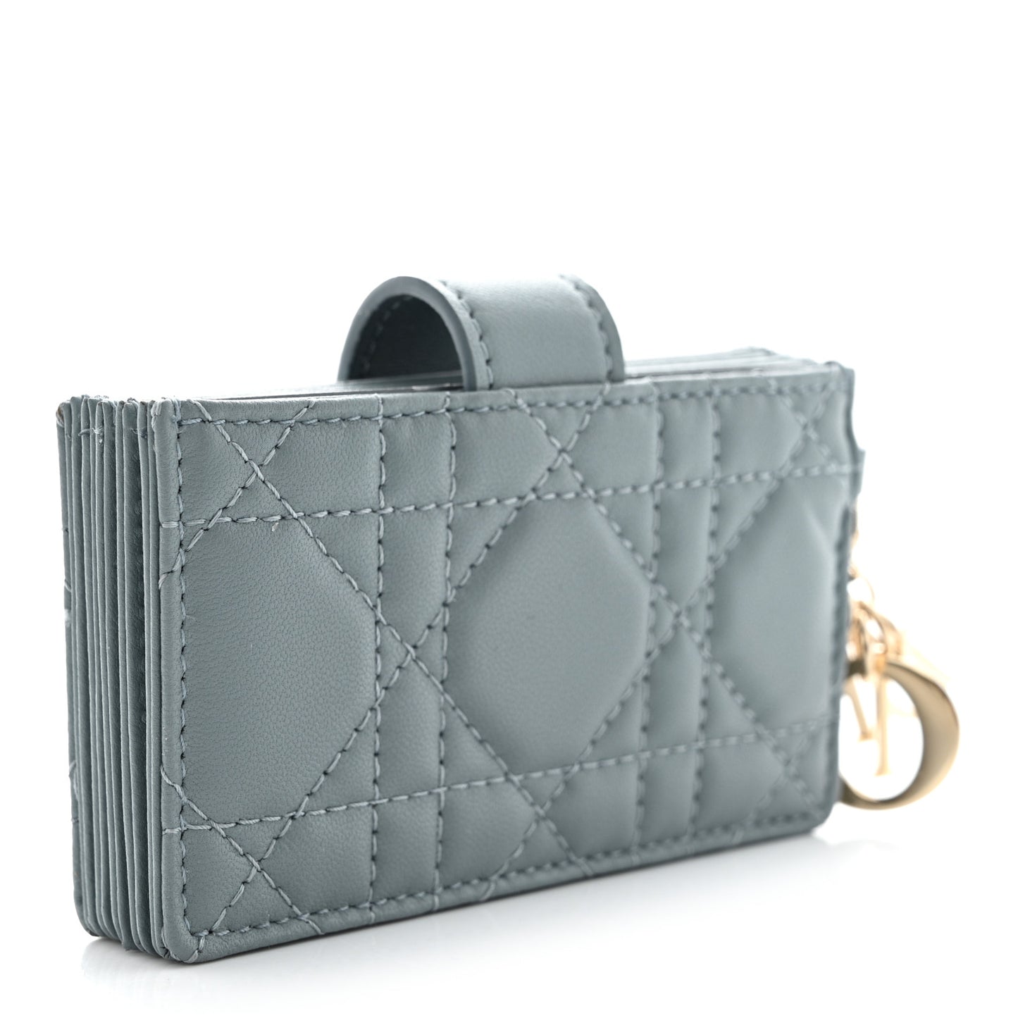 Lambskin Cannage Lady Dior 5-Gusset Card Holder Cloud Blue