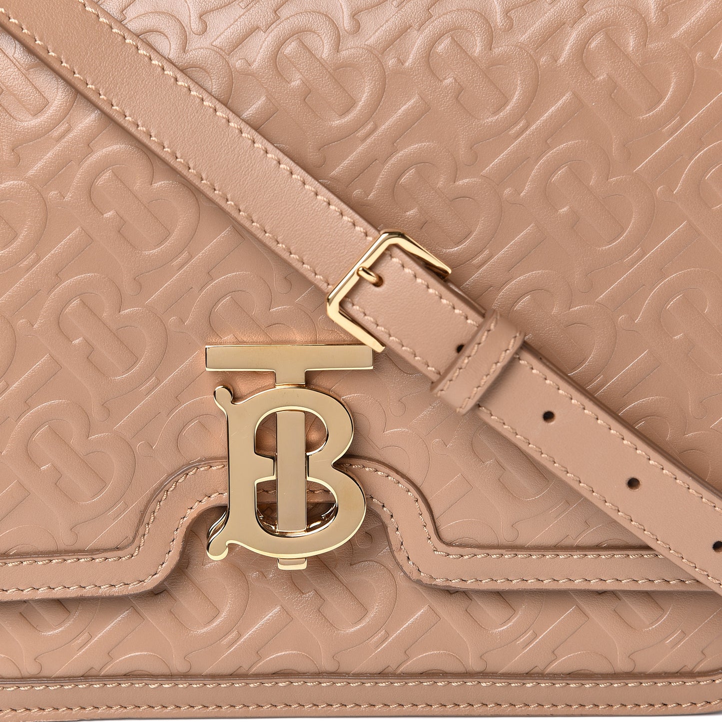 Calfskin Monogram Embossed Small TB Bag Light Camel