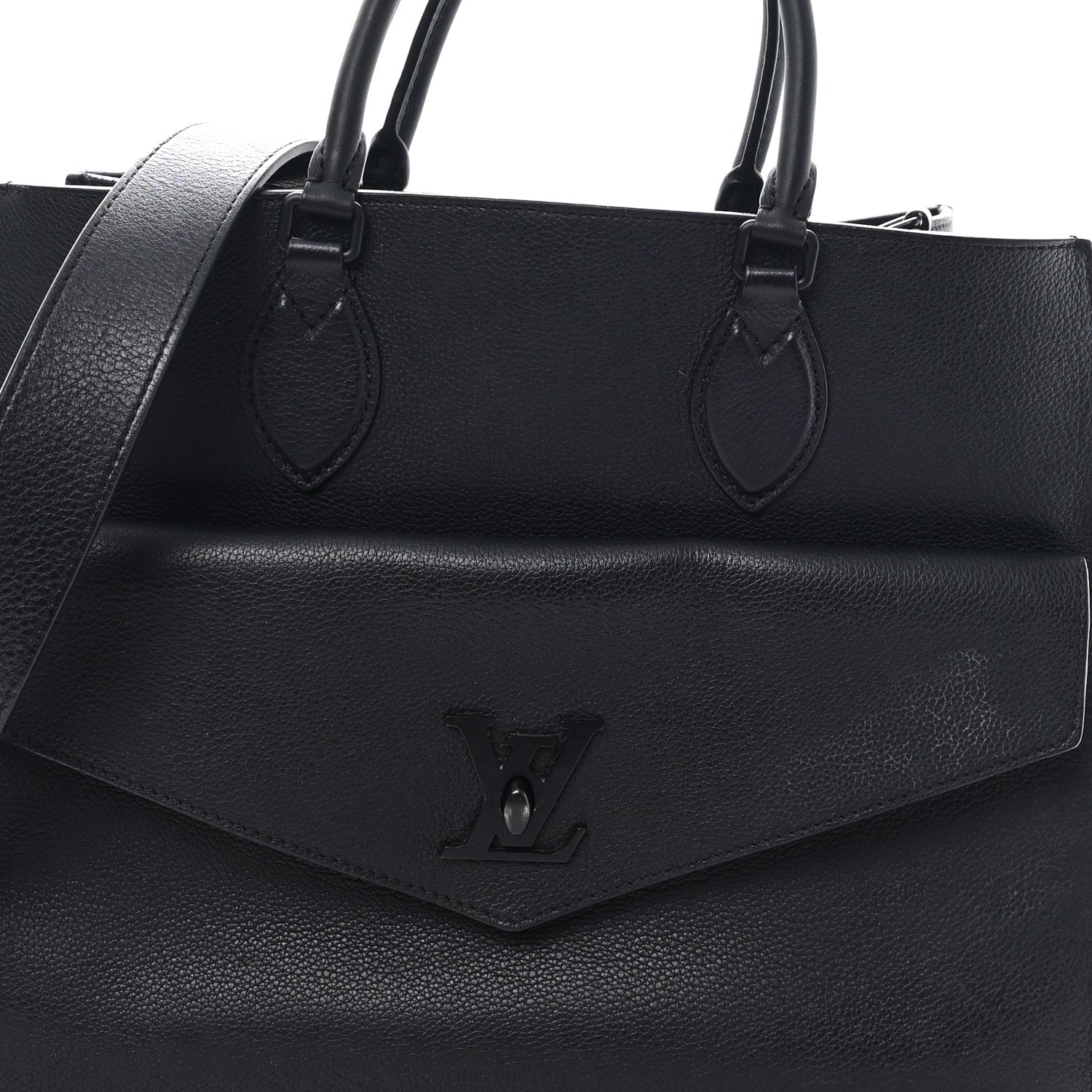 Louis Vuitton Soft Calfskin Lockme Tote MM Black 7 of 9