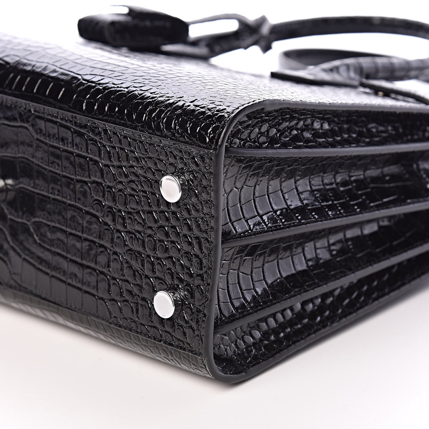 Calfskin Crocodile Embossed Baby Sac De Jour Black
