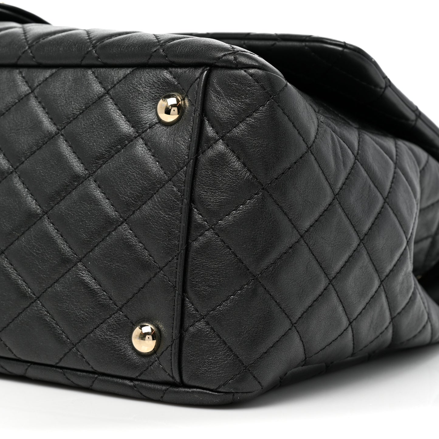 Calfskin Quilted XXL Travel Flap Bag Black