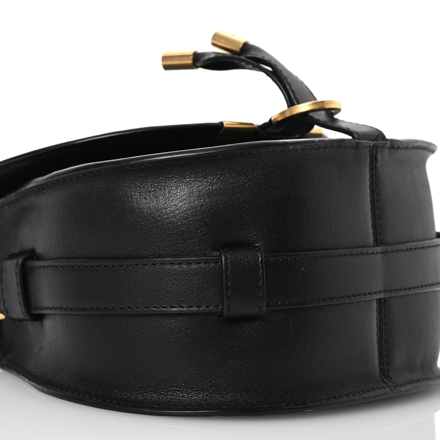 Grained Calfskin Embroidered Star Small Marcie Saddle Bag Black