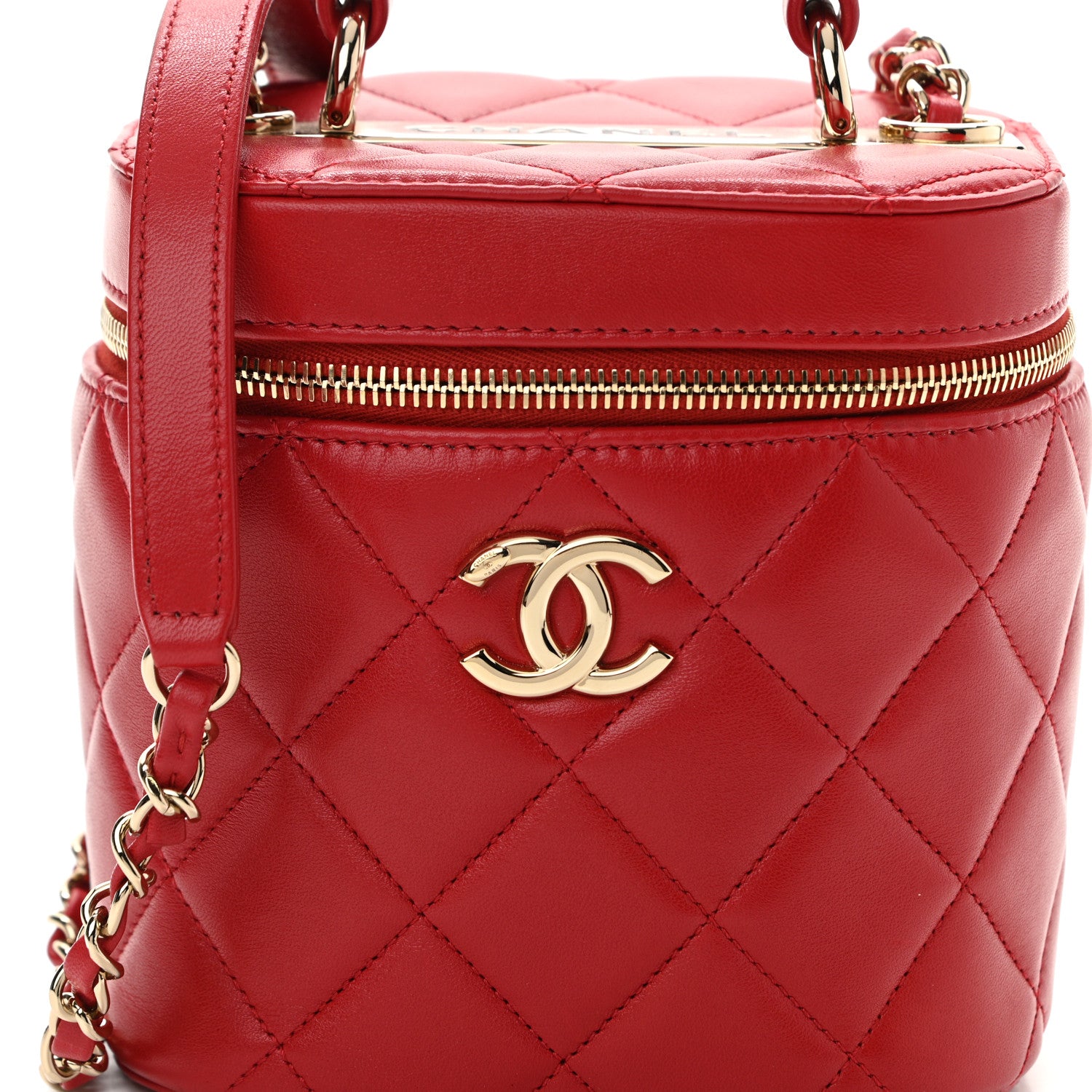 Chanel Lambskin Quilted Trendy Vanity Case Red 8 of 11