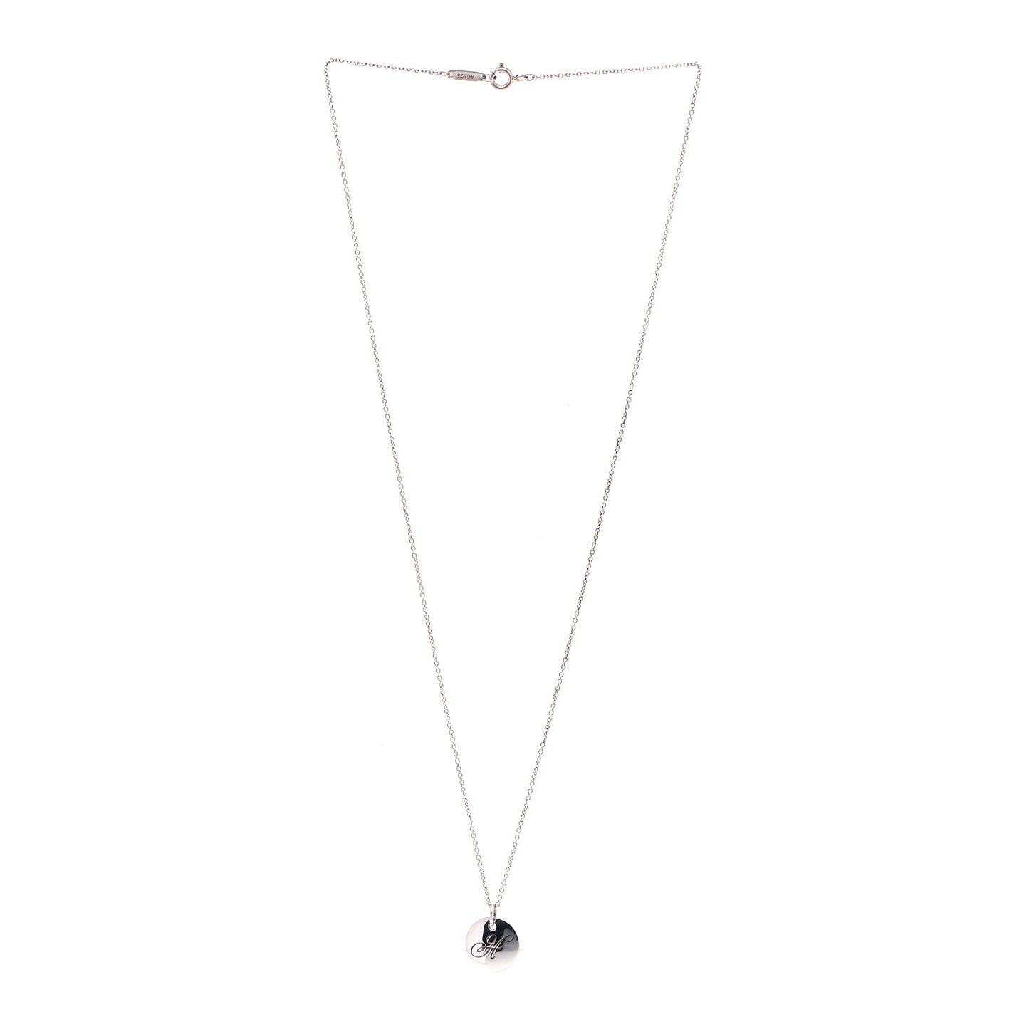 Sterling Silver Letter H Disc Pendant Necklace