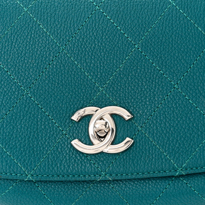 Chanel Grained Calfskin Stitched Small Messenger Flap Bag Teal 8 of 11