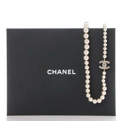 Chanel Pearl Baguette Crystal CC Long Necklace Gold 5 of 5