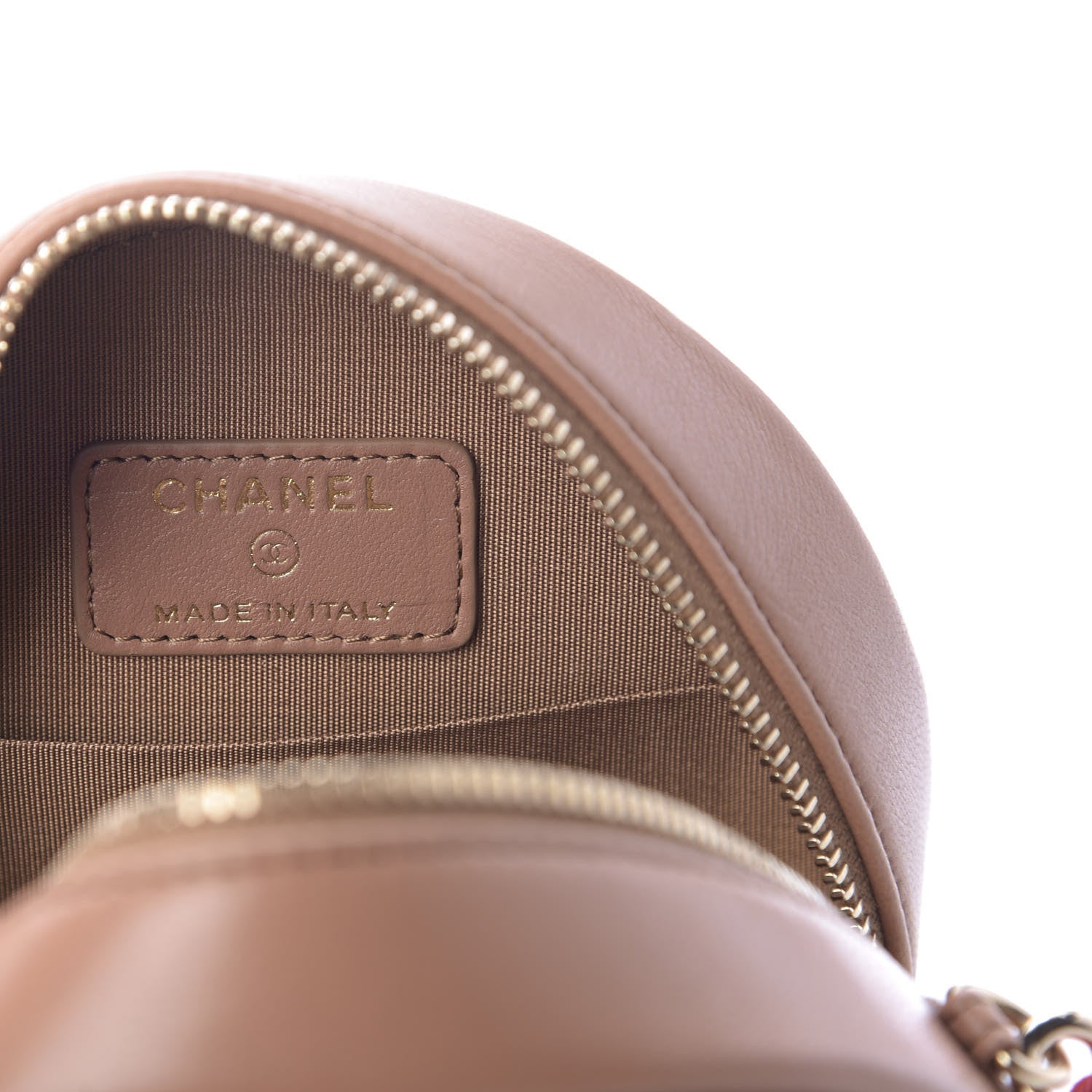 Chanel Shiny Lambskin Ribbon Quilted Round Clutch With Chain Brown 8 of 10