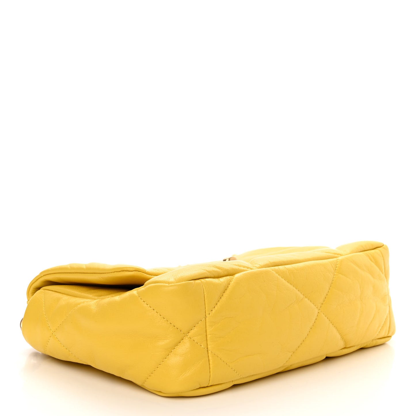 Shiny Goatskin Quilted Medium Chanel 19 Flap Yellow
