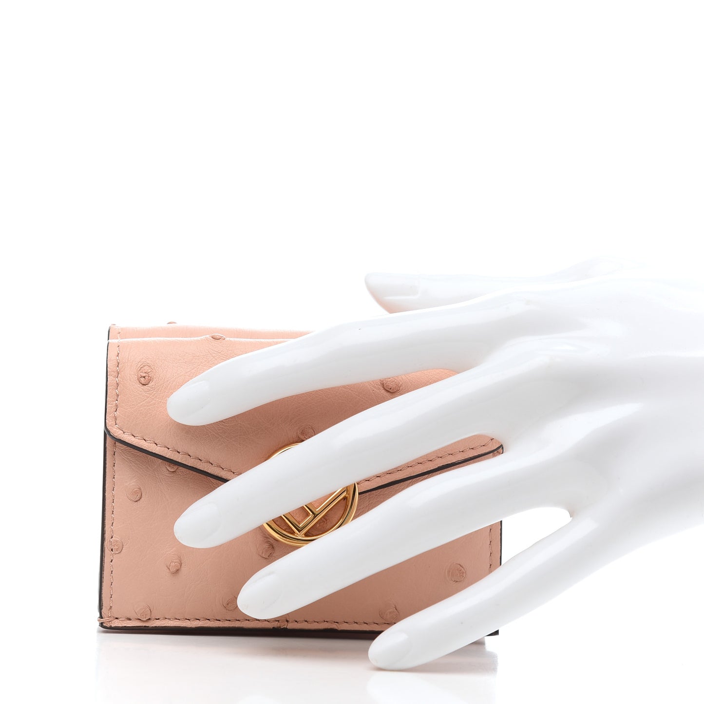 Ostrich Vitello Century Lucido F is Fendi Micro Tri-Fold Envelope Wallet Confetto