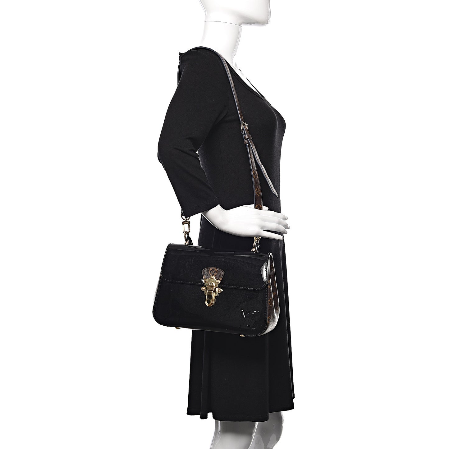 Patent Calfskin Monogram Cherrywood PM Black